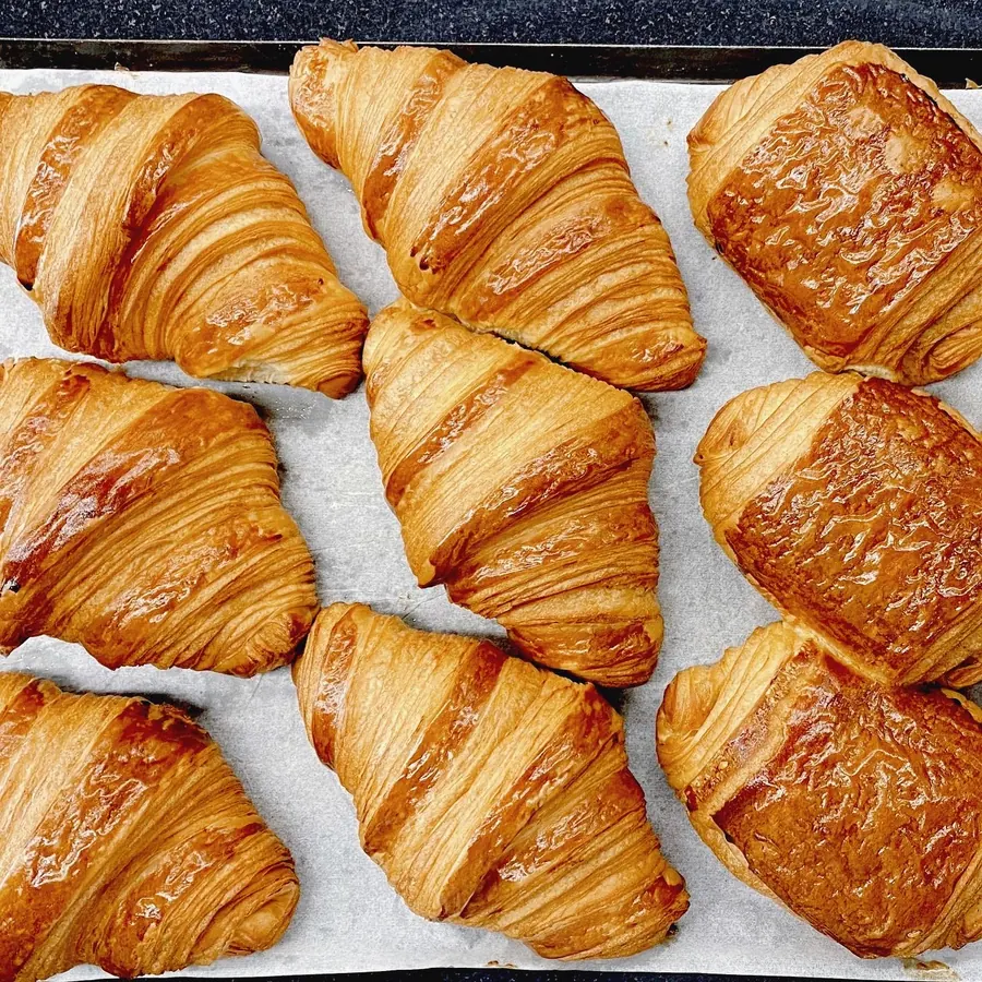 A tray of croissants